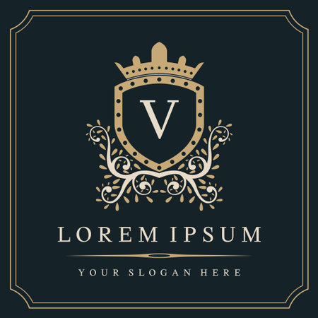 Luxury monogram logo template, letter V logo design, vector illustrationのイラスト素材