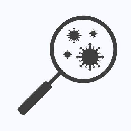Magnifying glass coronavirus flat design style on white background, vector illustrationのイラスト素材