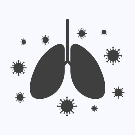 Lungs with corona virus flat design style on white background, vector illustrationのイラスト素材