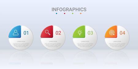 Colorful timeline infographic template with 4 steps on gray background, vector illustrationのイラスト素材