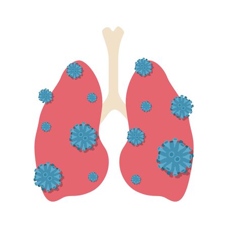 Coronavirus 2019-ncov with lung on white background, vector illustrationのイラスト素材