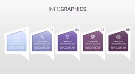Business data visualization, infographic template with 5 steps on gray background, vector illustrationのイラスト素材