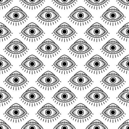 Seamless pattern with hand drawn eye, illustrationのイラスト素材
