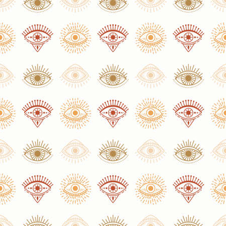 Seamless pattern with hand drawn eye, vector illustrationのイラスト素材