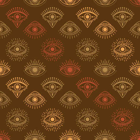 Seamless pattern with hand drawn eye, vector illustrationのイラスト素材