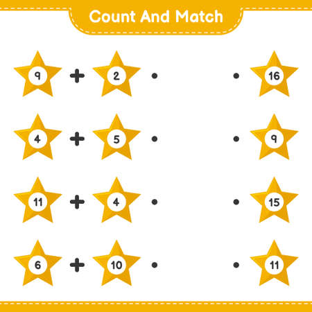 Count and match, count the number of Golden Christmas Bells and match with right numbers. Educational children game, printable worksheet, vector illustrationのイラスト素材