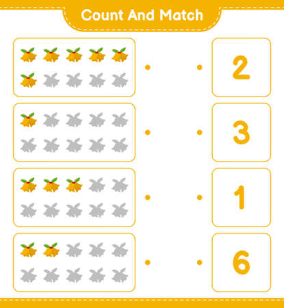 Count and match, count the number of Ribbons and match with right numbers. Educational children game, printable worksheet, vector illustrationのイラスト素材