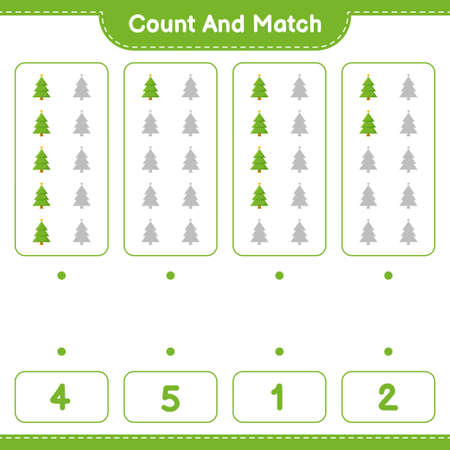 Count and match, count the number of Holly Berries and match with right numbers. Educational children game, printable worksheet, vector illustrationのイラスト素材