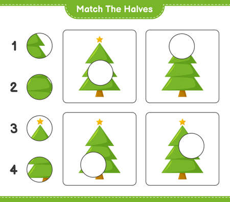 Match the halves. Match halves of Gift Boxes. Educational children game, printable worksheet, vector illustrationのイラスト素材