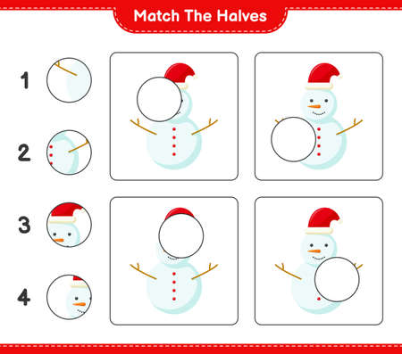 Match the halves. Match halves of Gift Boxes. Educational children game, printable worksheet, vector illustrationのイラスト素材
