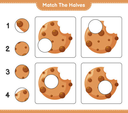 Match the halves. Match halves of Gift Boxes. Educational children game, printable worksheet, vector illustrationのイラスト素材