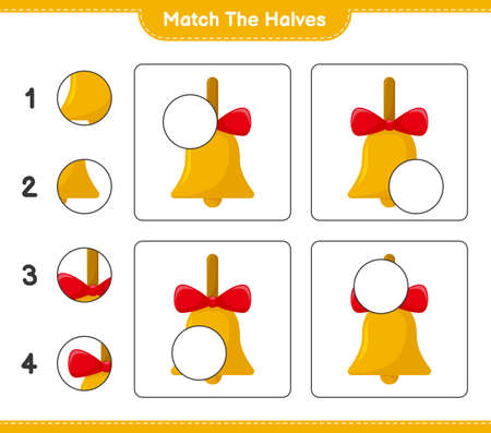 Match the halves. Match halves of Gift Boxes. Educational children game, printable worksheet, vector illustrationのイラスト素材