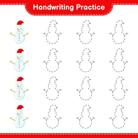 Handwriting practice. Tracing lines of Christmas Bell. Educational children game, printable worksheet, vector illustrationのイラスト素材
