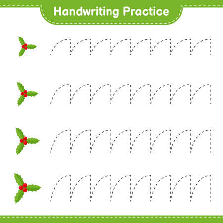 Handwriting practice. Tracing lines of Santa Claus. Educational children game, printable worksheet, vector illustrationのイラスト素材