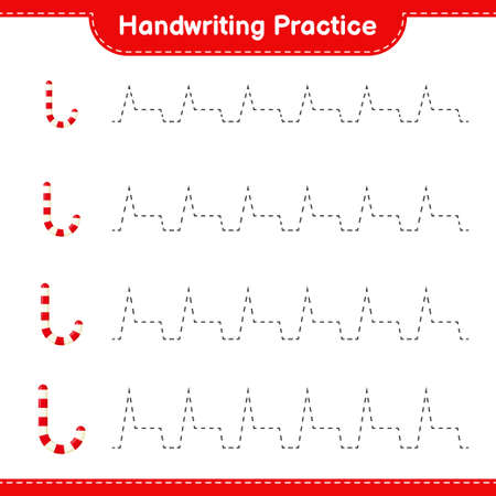Handwriting practice. Tracing lines of Santa Claus. Educational children game, printable worksheet, vector illustrationのイラスト素材