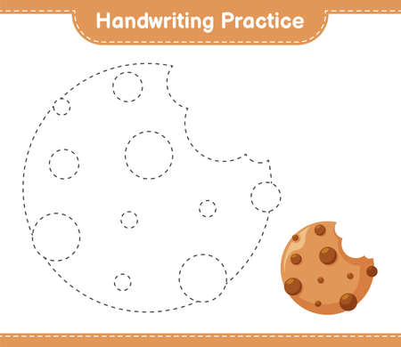 Handwriting practice. Tracing lines of Cookies. Educational children game, printable worksheet, vector illustrationのイラスト素材