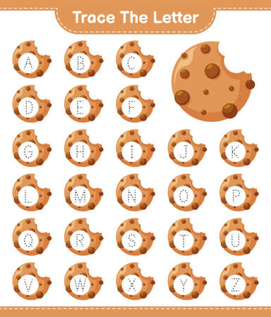 Trace the letter. Tracing letter alphabet with Santa Hat. Educational children game, printable worksheet, vector illustrationのイラスト素材