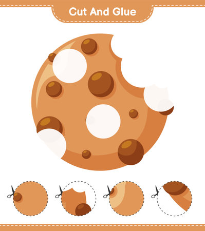 Cut and glue, cut parts of Snowman and glue them. Educational children game, printable worksheet, vector illustrationのイラスト素材