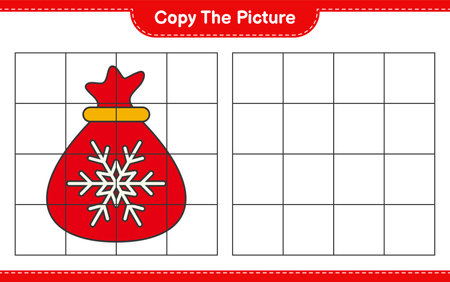 Copy the picture, copy the picture of Christmas Lights using grid lines. Educational children game, printable worksheet, vector illustrationのイラスト素材