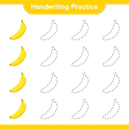 Handwriting practice. Tracing lines of Orange. Educational children game, printable worksheet, vector illustrationのイラスト素材
