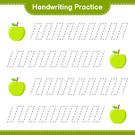 Handwriting practice. Tracing lines of Pineapple. Educational children game, printable worksheet, vector illustrationのイラスト素材