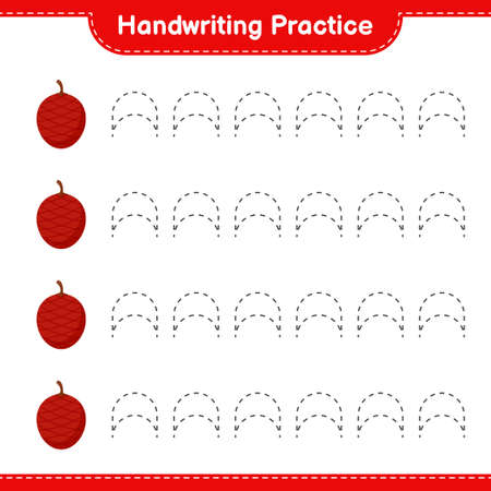 Handwriting practice. Tracing lines of Cherry. Educational children game, printable worksheet, vector illustrationのイラスト素材