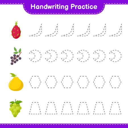 Handwriting practice. Tracing lines of Banana. Educational children game, printable worksheet, vector illustrationのイラスト素材