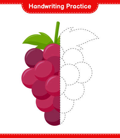 Handwriting practice. Tracing lines of Grape. Educational children game, printable worksheet, vector illustrationのイラスト素材