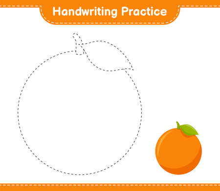 Handwriting practice. Tracing lines of Orange. Educational children game, printable worksheet, vector illustrationのイラスト素材
