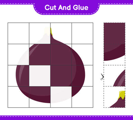 Cut and glue, cut parts of Fig and glue them. Educational children game, printable worksheet, vector illustrationのイラスト素材