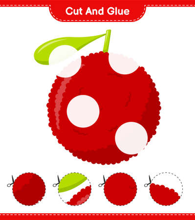 Cut and glue, cut parts of Yumberry and glue them. Educational children game, printable worksheet, vector illustrationのイラスト素材