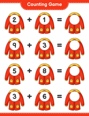 Counting game, count the number of Warm Clothes and write the result. Educational children game, printable worksheet, vector illustrationのイラスト素材
