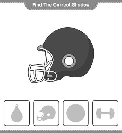 Find the correct shadow. Find and match the correct shadow of Football Helmet. Educational children game, printable worksheet, vector illustrationのイラスト素材