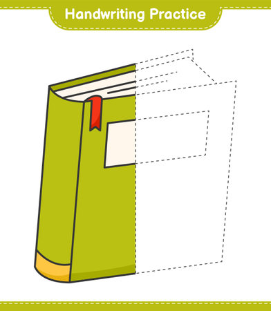 Handwriting practice. Tracing lines of Book. Educational children game, printable worksheet, vector illustrationのイラスト素材