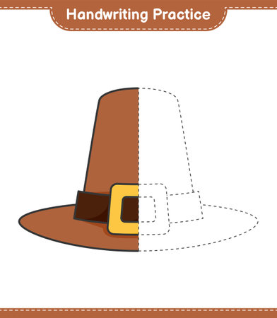 Handwriting practice. Tracing lines of Hat. Educational children game, printable worksheet, vector illustrationのイラスト素材