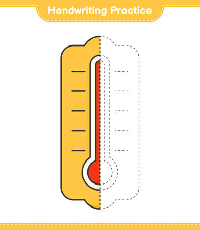Handwriting practice. Tracing lines of Thermometer. Educational children game, printable worksheet, vector illustrationのイラスト素材