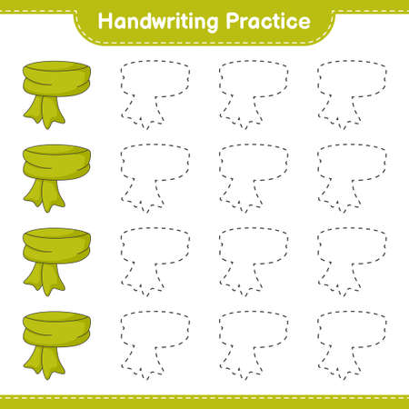 Handwriting practice. Tracing lines of Scarf. Educational children game, printable worksheet, vector illustrationのイラスト素材