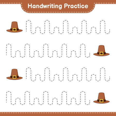 Handwriting practice. Tracing lines of Hat. Educational children game, printable worksheet, vector illustrationのイラスト素材