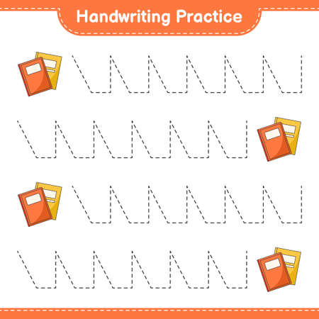 Handwriting practice. Tracing lines of Book. Educational children game, printable worksheet, vector illustrationのイラスト素材