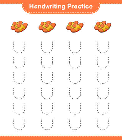 Handwriting practice. Tracing lines of Slippers. Educational children game, printable worksheet, vector illustrationのイラスト素材