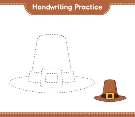 Handwriting practice. Tracing lines of Hat. Educational children game, printable worksheet, vector illustrationのイラスト素材