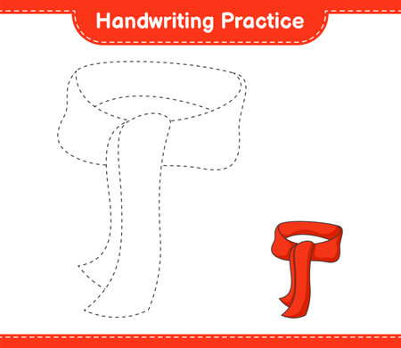 Handwriting practice. Tracing lines of Scarf. Educational children game, printable worksheet, vector illustrationのイラスト素材