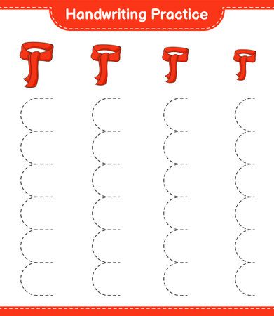 Handwriting practice. Tracing lines of Scarf. Educational children game, printable worksheet, vector illustrationのイラスト素材