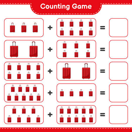 Counting game, count the number of Travel Bag and write the result. Educational children game, printable worksheet, vector illustrationのイラスト素材