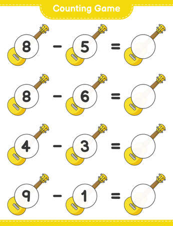 Counting game, count the number of Ukulele and write the result. Educational children game, printable worksheet, vector illustrationのイラスト素材
