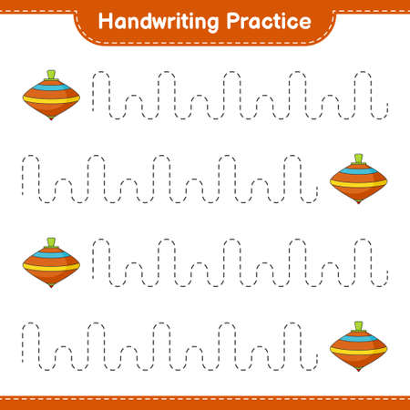 Handwriting practice. Tracing lines of Whirligig Toy. Educational children game, printable worksheet, vector illustrationのイラスト素材