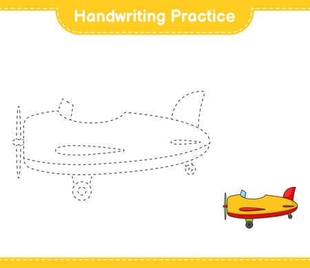 Handwriting practice. Tracing lines of Plane. Educational children game, printable worksheet, vector illustrationのイラスト素材