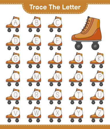 Trace the letter. Tracing letter alphabet with Roller Skate. Educational children game, printable worksheet, vector illustrationのイラスト素材