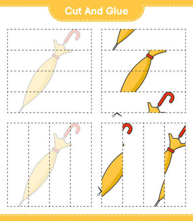 Cut and glue, cut parts of Umbrella and glue them. Educational children game, printable worksheet, vector illustrationのイラスト素材