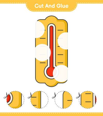 Cut and glue, cut parts of Thermometer and glue them. Educational children game, printable worksheet, vector illustrationのイラスト素材